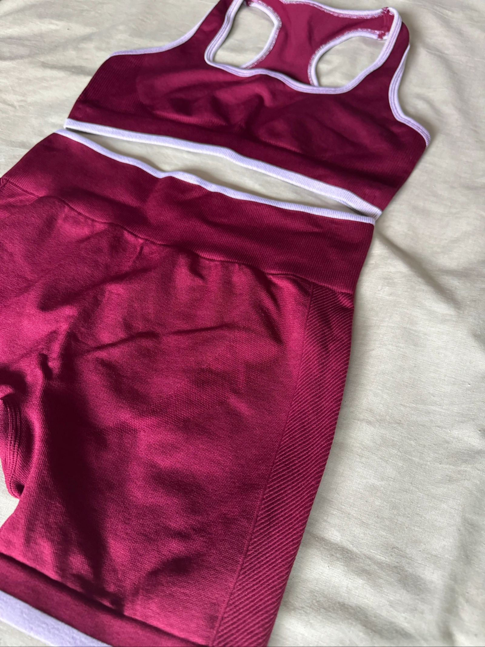 Conjunto Desportivo Bordô M | Top + Calções Cintura Subida | Fitness, Ginásio & Yoga